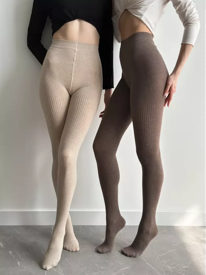 Twins колготи жіночі в рубчик бежеві