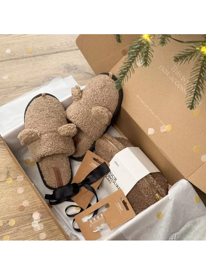 Набір дитячий Teddy з капцями коричневий