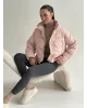 Куртка дута з коміром у горох пудра onesize