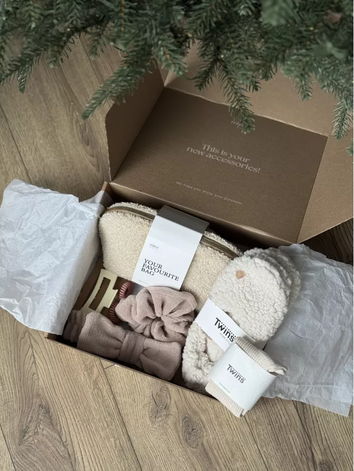 Набір Christmas середня косметичка молочний