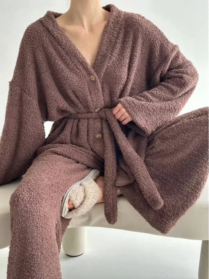 SOFT махра Кофта на гудзиках коричнева