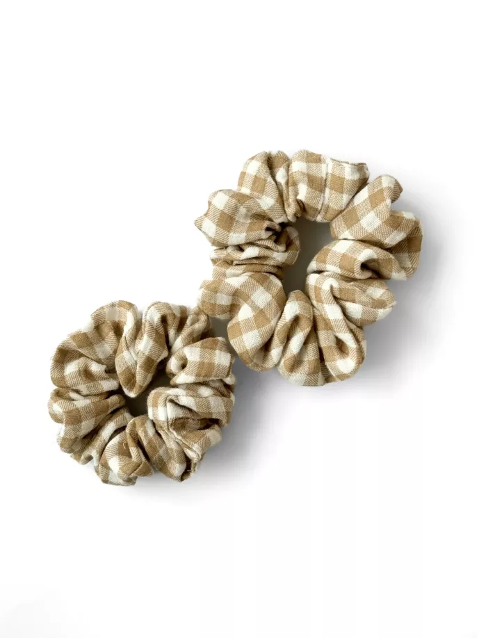 Резинка міні муслін бежева в клітинку