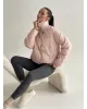 Куртка дута з коміром у горох пудра onesize