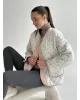 Куртка стьобана у квітку біла onesize