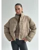 Куртка дута з коміром у горох капучино onesize