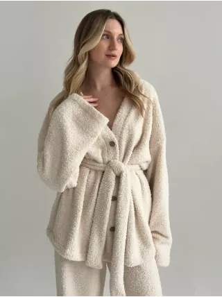 SOFT махра Кофта на гудзиках молочна