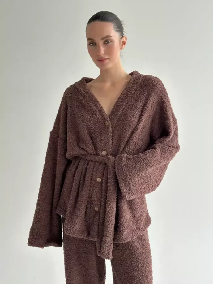 SOFT махра Кофта на гудзиках коричнева