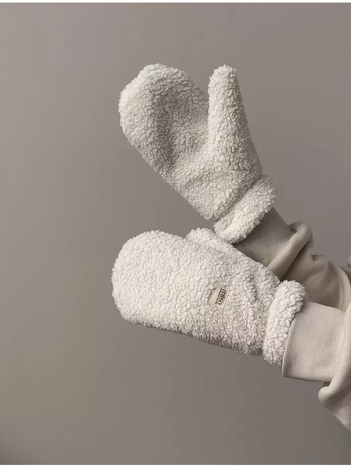 Набір Teddy білий колір (хомут та рукавиці)