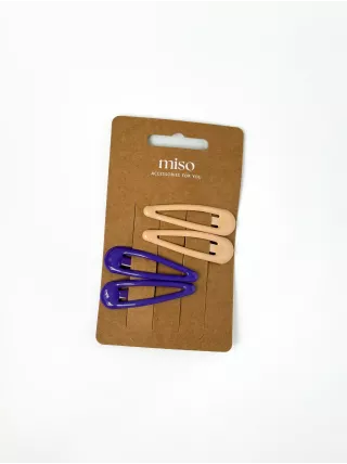 Набір заколок глянцеві бежевий та фіолет 4 шт