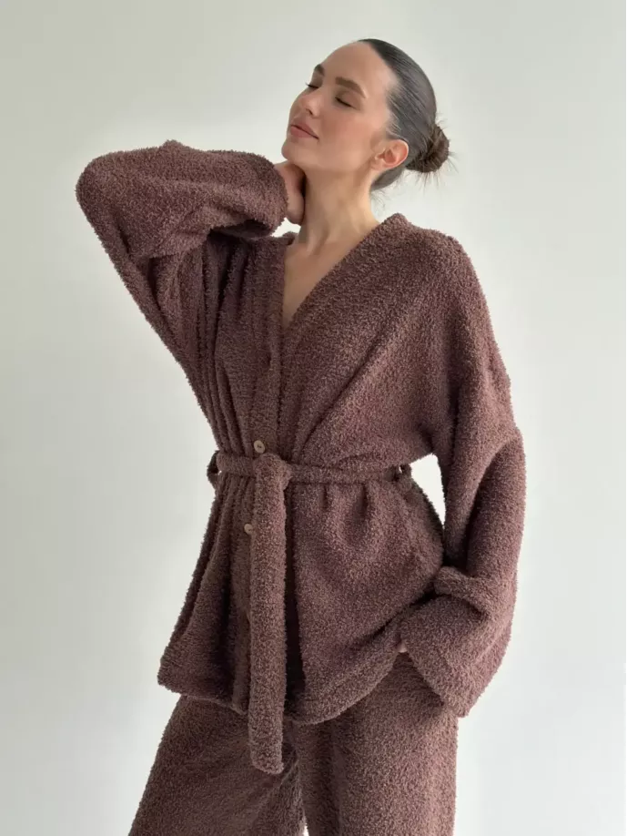 SOFT махра Кофта на гудзиках коричнева