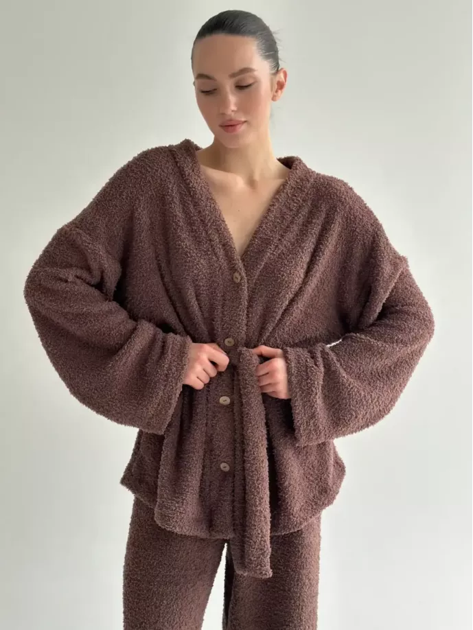 SOFT махра Кофта на гудзиках коричнева
