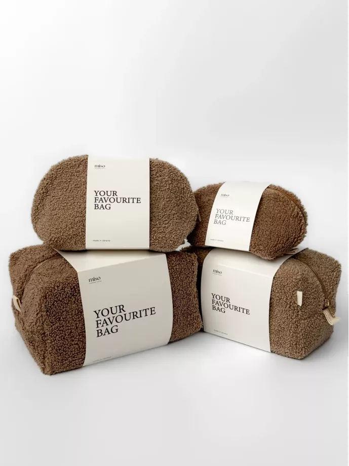 Косметичка TEDDY коричневого кольору середня квадрат