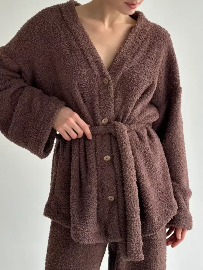 SOFT махра Кофта на гудзиках коричнева
