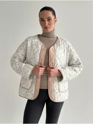 Куртка стьобана у квітку біла onesize