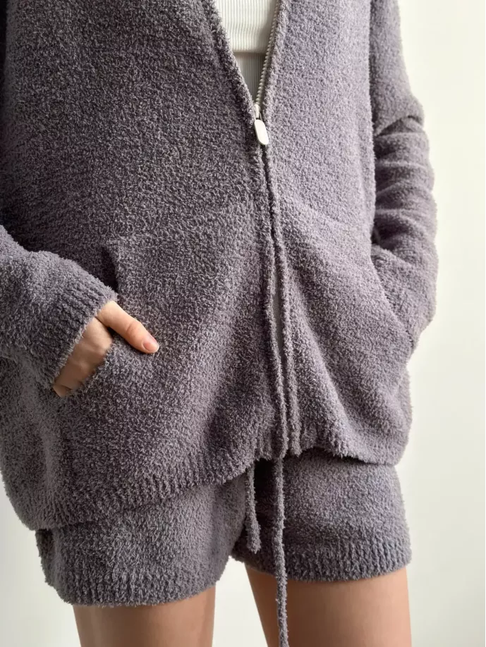 Soft в'язана кофта на блискавці графіт,