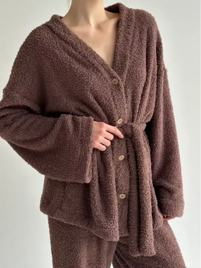 SOFT махра Кофта на гудзиках коричнева