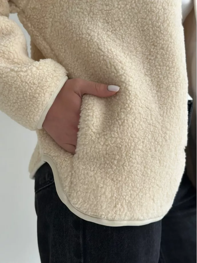 Куртка Teddy плюш демісезонна молочна