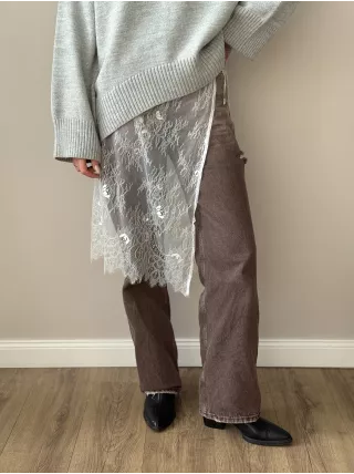 Мереживо спідниця на зав'язках біла onesize
