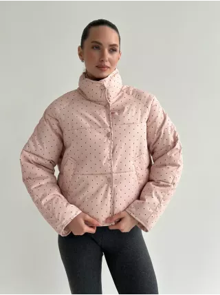 Куртка дута з коміром у горох пудра onesize