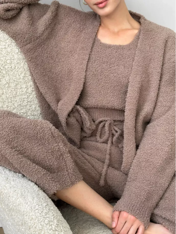 Soft топ вʼязаний пухнастий коричневий