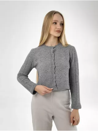 Soft кардиган вкорочений ажурний сірий