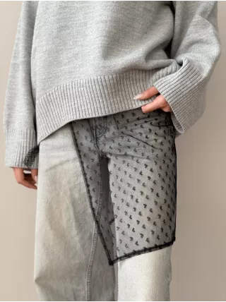 Мереживо сердечки спідниця на зав'язках чорна onesize
