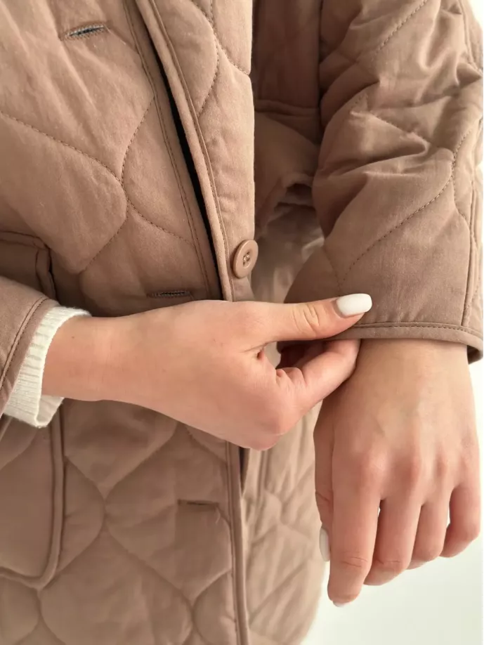 Пальто стьобане демісезонне мокко