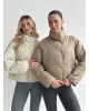 Куртка дута з коміром у горох капучино onesize