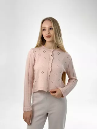 Soft кардиган вкорочений ажурний рожевий