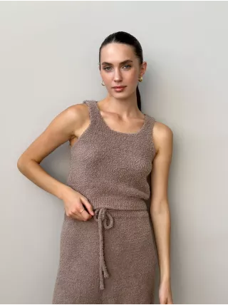 Soft топ вʼязаний пухнастий коричневий