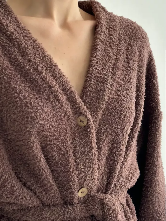 SOFT махра Кофта на гудзиках коричнева
