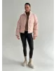 Куртка дута з коміром у горох пудра onesize