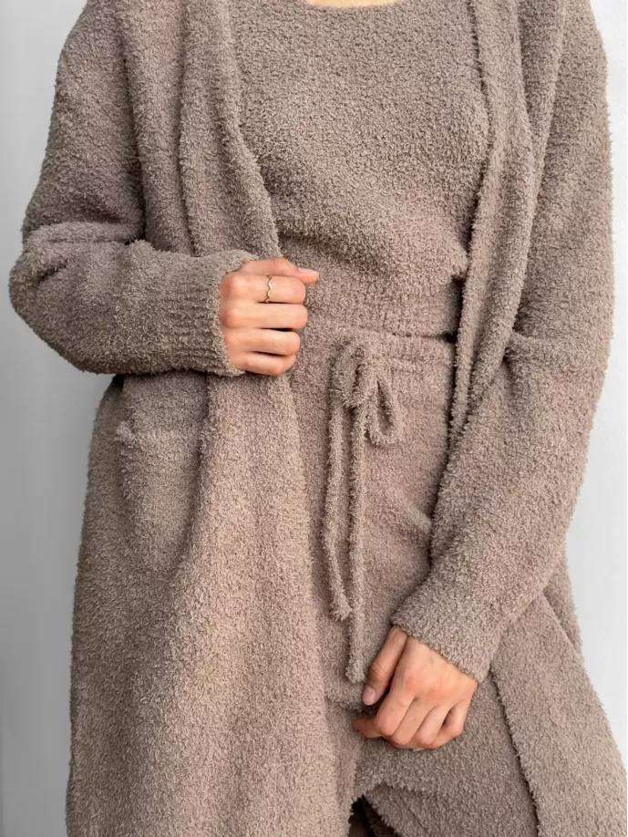 Soft кардиган вʼязаний пухнастий коричневий