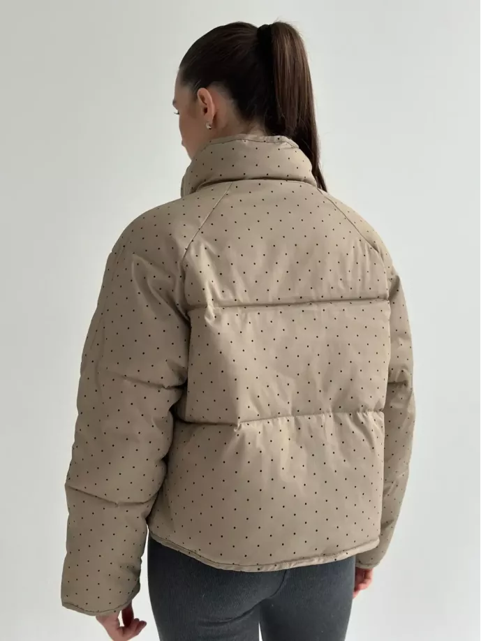 Куртка дута з коміром у горох капучино onesize