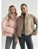 Куртка дута з коміром у горох капучино onesize