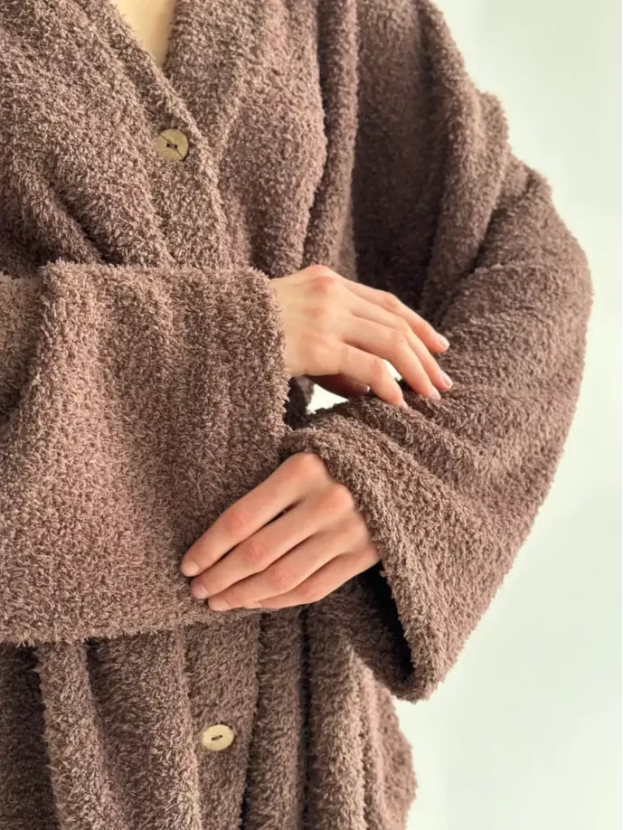 SOFT махра Кофта на гудзиках коричнева