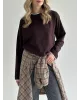 Лонгслів з білим кантом коричневий, onesize