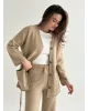 Комплект в’язаний кардиган з поясом та штани бежевий, onesize