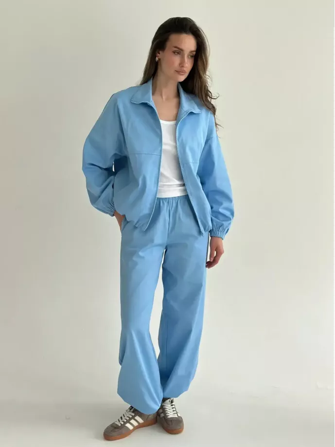 Костюм котон бомбер та штани блакитний