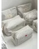 Косметичка вельвет середня квадрат сині квіти