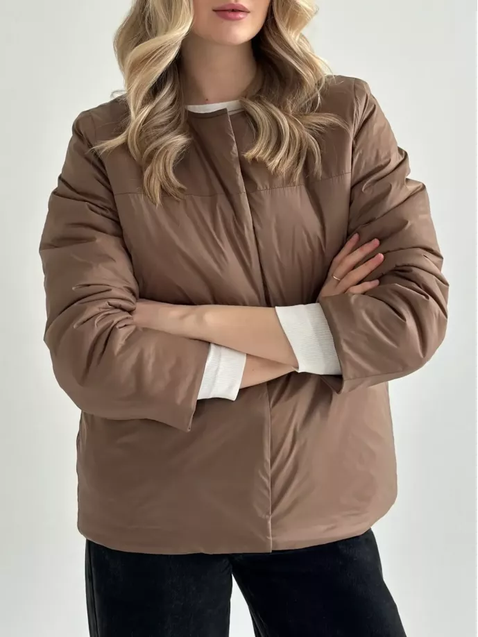 Куртка демісезонна на кнопках коричнева “onesize”
