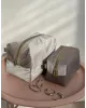 Косметичка середня велюр сіра