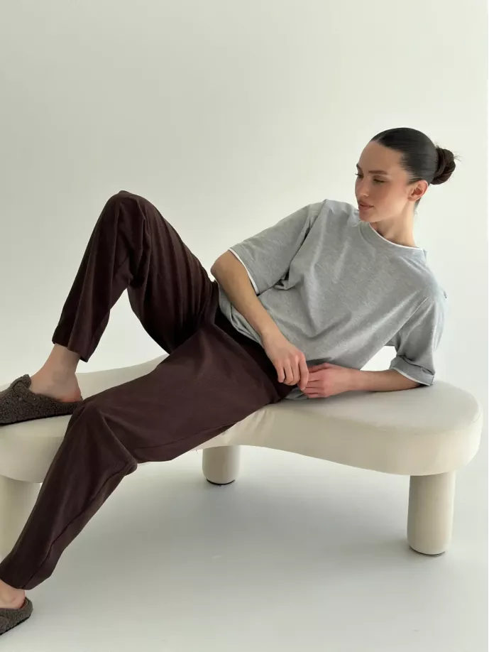 Футболка з білим кантом сіра, onesize
