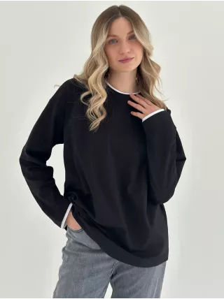 Лонгслів з білим кантом чорний, onesize