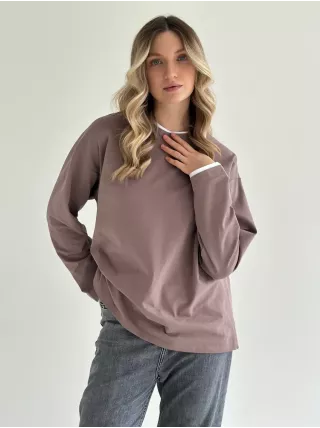 Лонгслів з білим кантом капучино, onesize