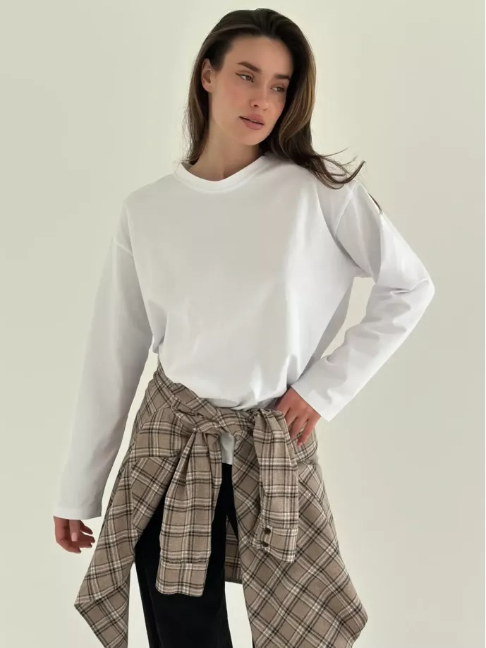 Лонгслів з білим кантом білий, onesize