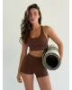 Yoga топ з перехресними бретелями коричневий