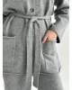Комплект в’язаний кардиган з поясом та штани сірий, onesize
