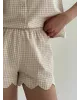 Костюм котон клітка Сорочка та Шорти з фігурним оздобленням беж/молоко