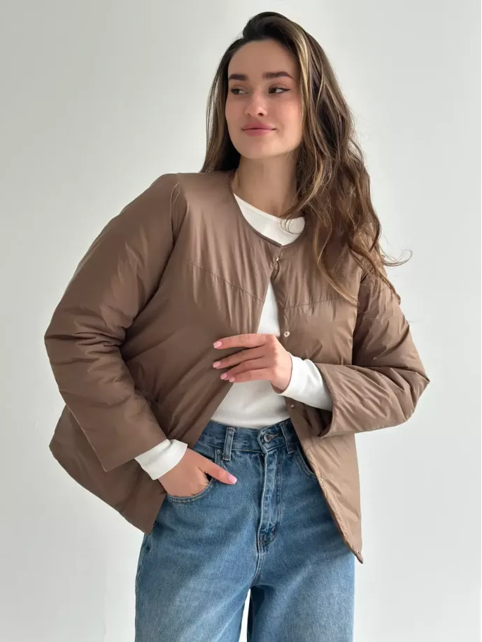 Куртка демісезонна на кнопках коричнева “onesize”